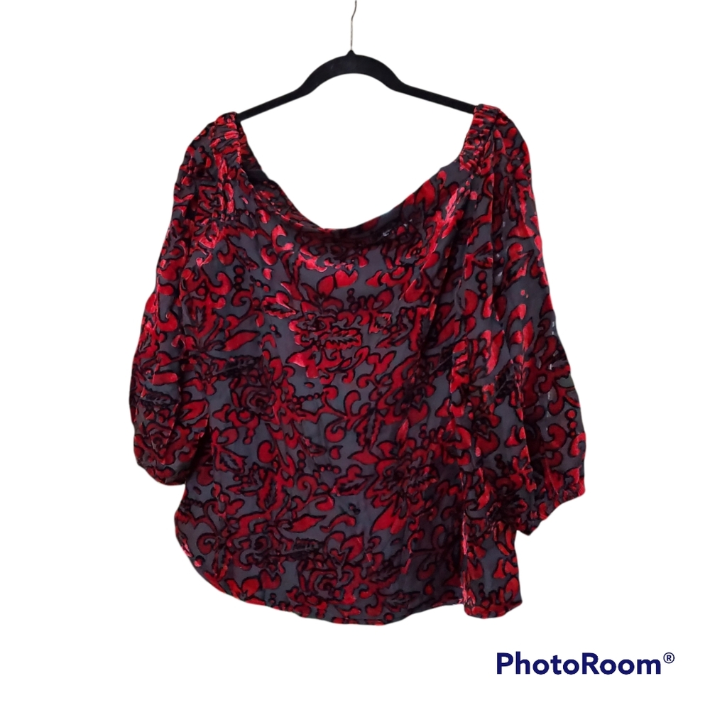 Chico's Off the Shoulder Burnout Velvet Top